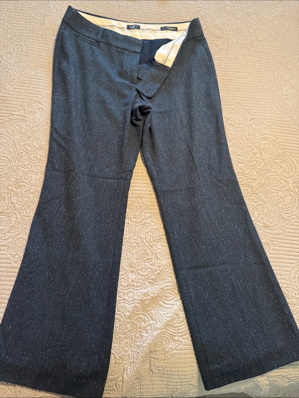 LOFT Black Sparkle Flare Wide-Leg Jeans